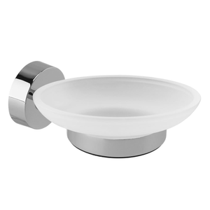 Orion Frosted Glass Soap Dish &amp; Holder - Chrome