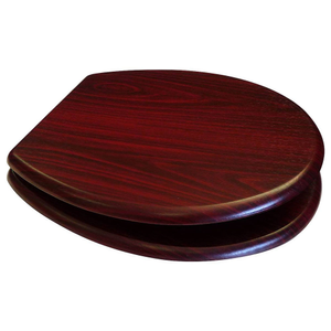 Euroshowers Mahogany MDF Toilet Seat with Chrome Bar Hinges