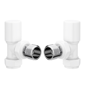 Arezzo Modern Angled Radiator Valves - White