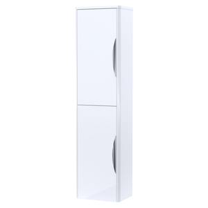 Radius Wall Mounted Tall Cupboard (Gloss White with Chrome Handles - W350 x D250mm)