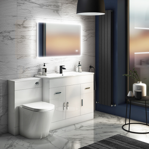 Toreno 1500mm Gloss White Vanity Unit Bathroom Suite - Depth 400/200mm Solace BTW pan