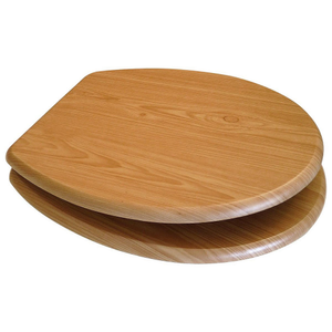 Euroshowers Antique Pine MDF Toilet Seat with Chrome Bar Hinges