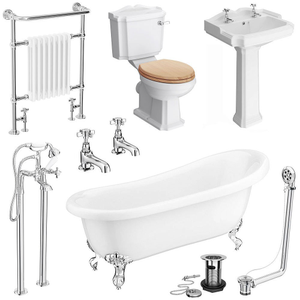 Winchester Traditional Complete Roll Top Bathroom Package (1710mm) 2 Tap Hole Basin
