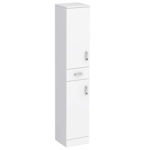 Cove White 350mm Gloss Tallboy Unit with Chrome Handles - Depth 330mm