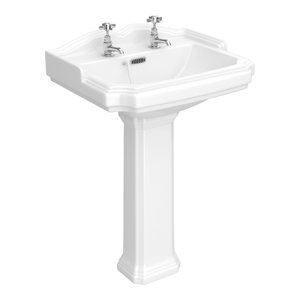 Oxford Ceramic Traditional Basin &amp; Pedestal Set 2 Tap Hole