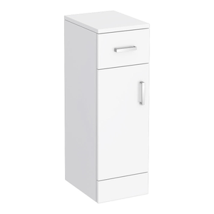 Cove Gloss White Bathroom Cupboard with Chrome Handles - 250mm Wide x 330mm Deep