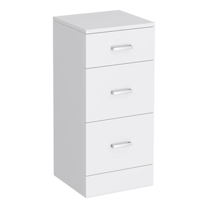 Cove White 350 x 330mm Gloss 3 Drawer Unit with Chrome Handles
