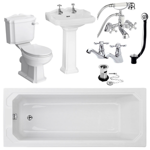 Oxford Complete Traditional Bathroom Package (1700 x 700mm) 2 Tap Hole Basin