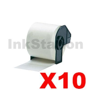 10 x Compatible Brother DK-11202 Black Text on White Die-Cut Paper Label Roll 62mm x 100mm - 300 labels per roll