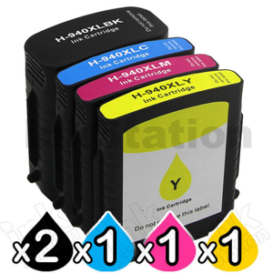 5 Pack HP 940XL Compatible Inkjet Cartridges C4906AA - C4909AA [2BK,1C,1M,1Y]