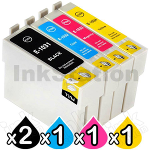 5-Pack Compatible for Epson 103 T1031-T1034 High Yield Ink Cartridges [2BK,1C,1M,1Y]