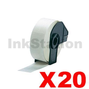 20 x Compatible Brother DK-11201 Black Text on White 29mm x 90mm Die-Cut Paper Label Roll - 400 labels per roll