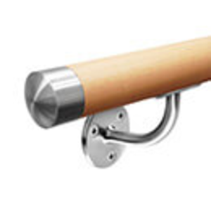 Beech (Lacq) Wooden Handrail, Smooth Angle Plate Bracket