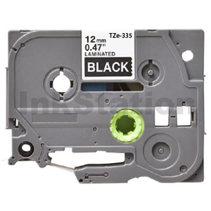 Compatible Brother TZe-335 12mm White Text on Black Laminated Tape - 8 meters