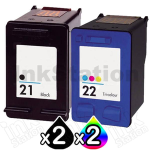4 Pack HP 21XL + 22XL Compatible Inkjet Cartridges C9351CA + C9352CA [2BK,2CL]