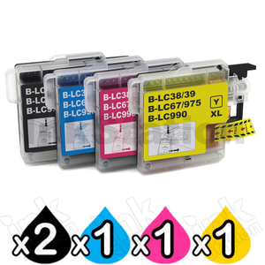 5 Pack Compatible Brother LC-38 Ink Cartridges Combo [2BK,1C,1M,1Y]