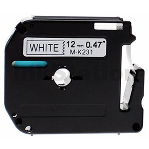 Compatible Brother M-K231 12mm Black Text on White Tape - 8 meters