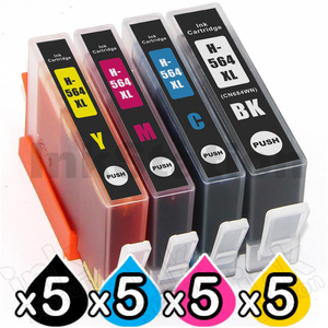 5 sets of 4 Pack HP 564XL Compatible Inkjet Cartridges CN684WA+CB323WA-CB325WA [5BK,5C,5M,5Y]