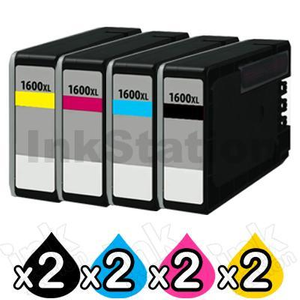 8 Pack Canon PGI-1600XL Compatible High Yield Ink Cartridge [2BK,2C,2M,2Y]