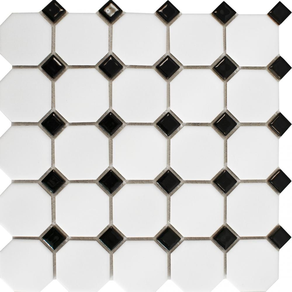 Black Octagon Mosaic Tiles