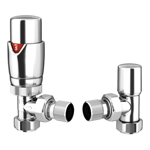 Monza Chrome Angled Thermostatic Radiator Valves - Energy Saving