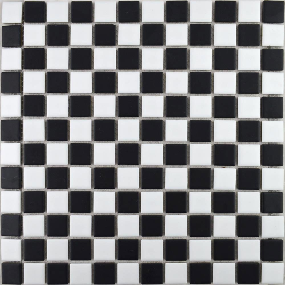 Black and White Chequer Matt Mosaic Tiles