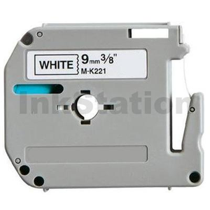 Compatible Brother M-K221 9mm Black Text on White Tape - 8 meters