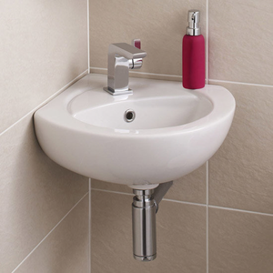 Nuie Corner Wall Hung Basin - 1 Tap Hole