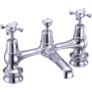 Burlington Claremont Regent - Chrome 2 Tap Hole Bridge Basin Mixer with Plug & Chain