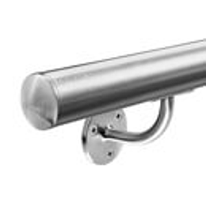 Stainless Steel Handrail, Tubular, Curved Plate Bracket