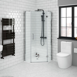 Apollo 900x900mm Frameless Pentangle Enclosure (incl. Tray + Waste) Right Hand