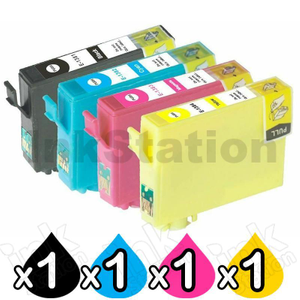 4-Pack Compatible for Epson 138 T1381-T1384 Inkjet Cartridges [1BK,1C,1M,1Y]