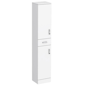 Cove White 350mm Gloss Tallboy Unit with Chrome Handles - Depth 300mm