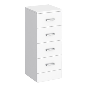Cove White 300 x 300mm Gloss 4 Drawer Unit with Chrome Handles