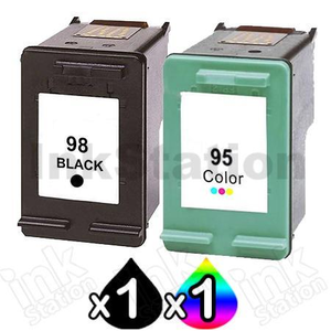2 Pack HP 98 + 95 Compatible Inkjet Cartridges C9364WA  + C8766WA [1BK,1CL]