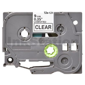 Compatible Brother TZe-121 9mm Black Text on Clear Laminated Tape - 8 meters
