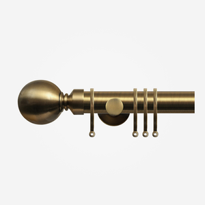 35mm Spectrum Antique Brass Plain Ball Finial Curtain Pole