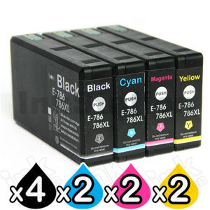 10 Pack Compatible for Epson 786XL Ink Cartridge [C13T787192-C13T787492] [4BK,2C,2M,2Y]