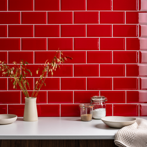 Victoria Metro Wall Tiles - Gloss Red - 20 x 10cm