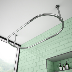 Chatsworth Traditional 1500 x 700mm Chrome Oval Shower Curtain Rail