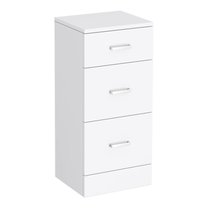 Cove White 350 x 300mm Gloss 3 Drawer Unit with Chrome Handles