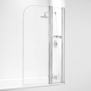 Coram Compact Curved Bath Screen with Side Panel - 800mm Wide - Chrome