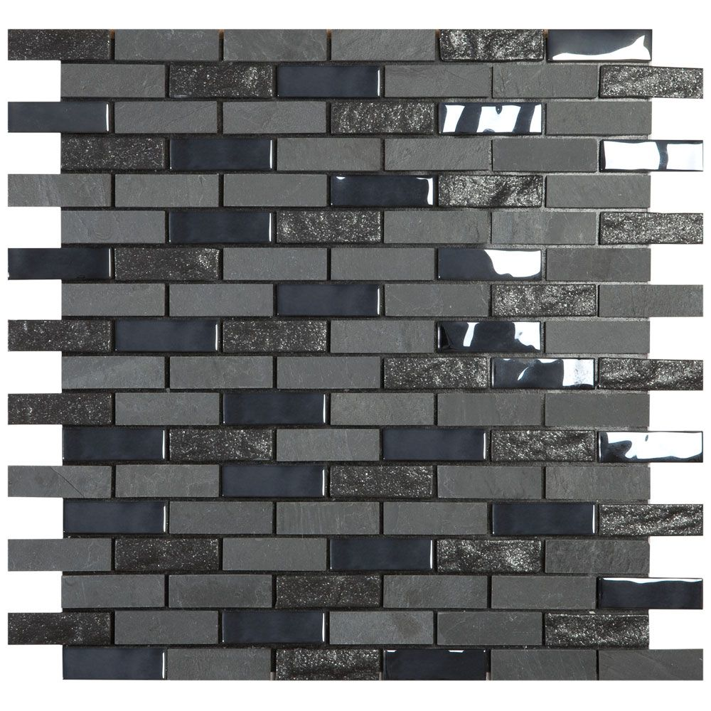 Textured Black Mix Mosaic Tiles