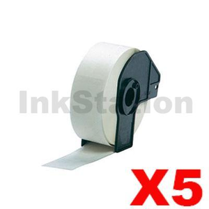 5 x Compatible Brother DK-22210 Black Text on White Continuous Paper Label Roll 29mm x 30.48m