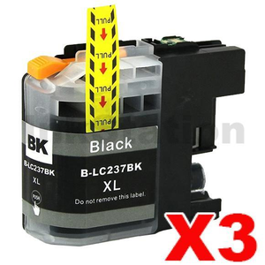 3 x Compatible Brother LC-237XLBK Black High Yield Ink Cartridge - 1,200 pages