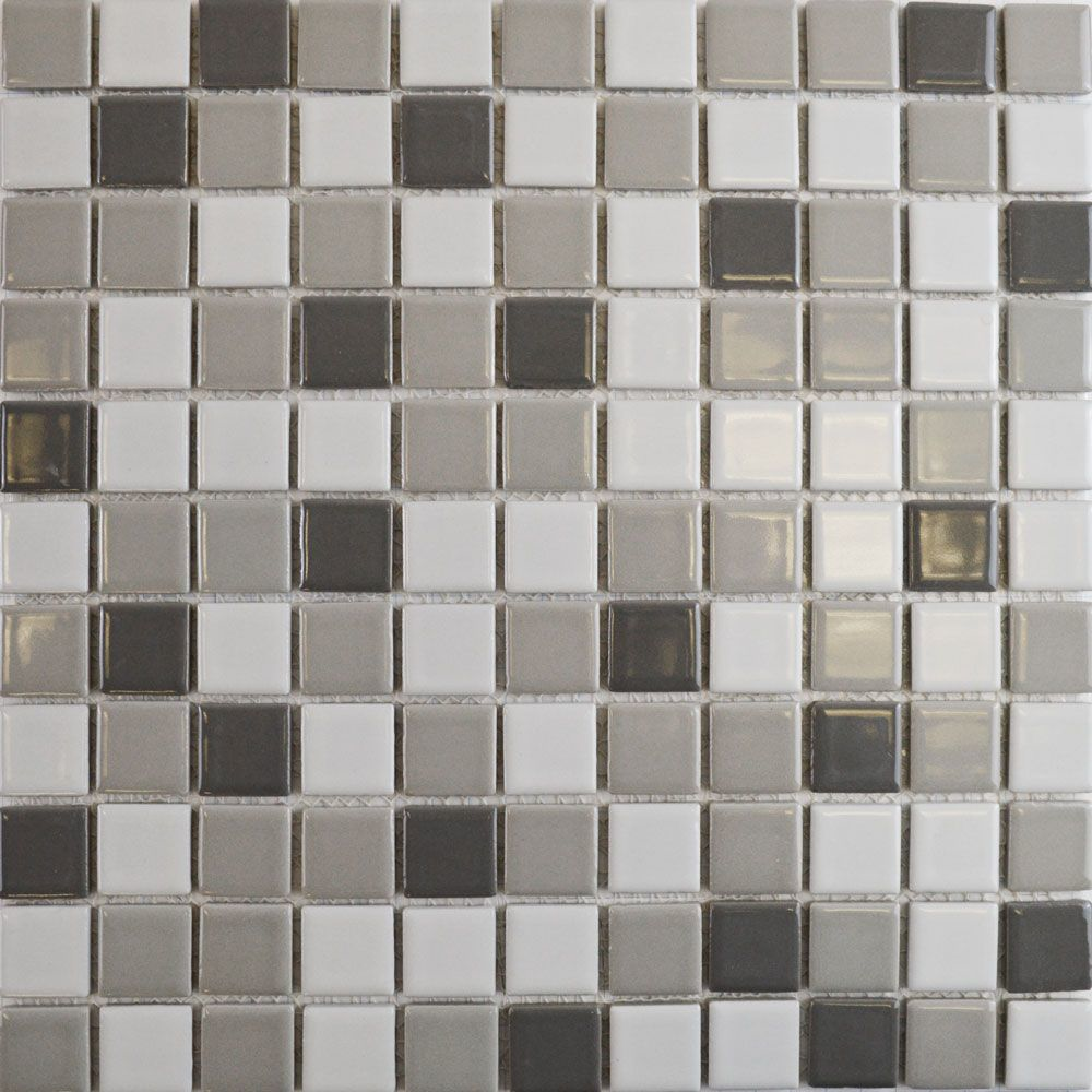 Gloss Grey Mix Square Mosaic Tiles