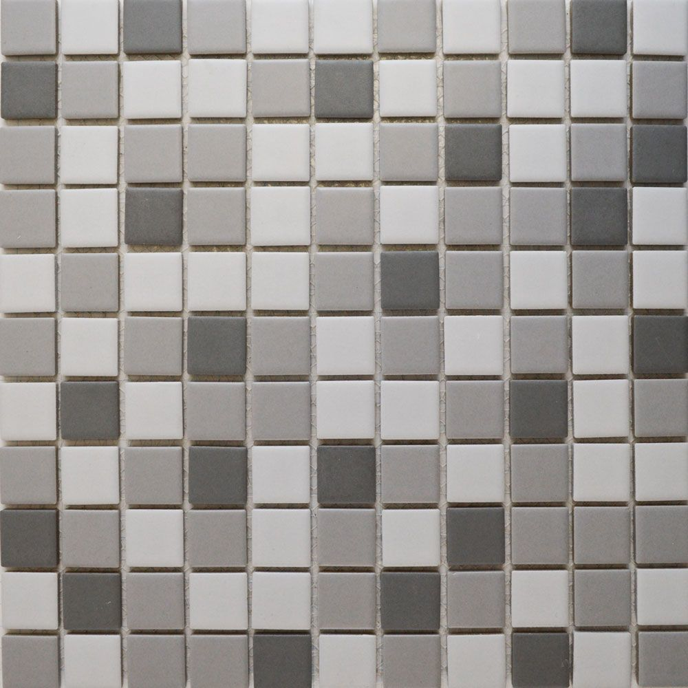 Matt Grey Mix Square Mosaic Tiles
