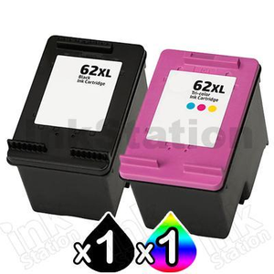 2 Pack HP 62XL Compatible High Yield Inkjet Cartridges C2P05AA + C2P07AA [1BK,1CL]