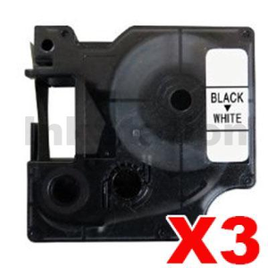 3 x Dymo SD45013 / S0720530 Compatible 12mm Black Text on White Label Cassette - 7 meters