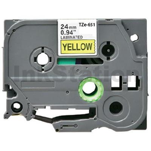 Compatible Brother TZe-651 24mm Black Text on Yellow Laminated Tape - 8 meters